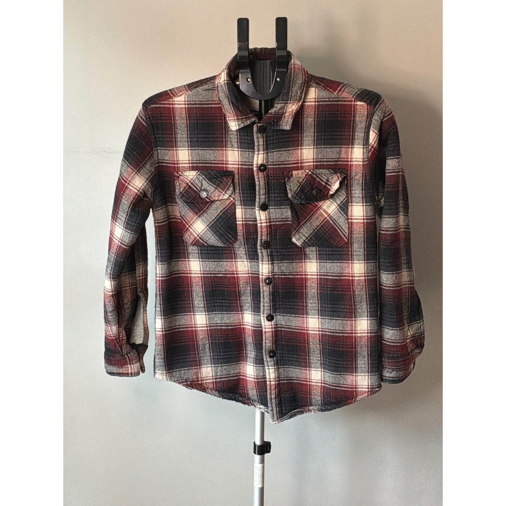 Matix Flannel Shirt Jacket Mens Small Red Plaid Sherpa Lined Gorpcore Grunge
